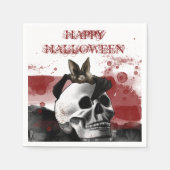 怖い血スカルハッピーハローウィンパーティー スタンダードカクテルナプキン (正面)