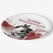 怖い血スカルハッピーハローウィンパーティー ペーパープレート (アングル)