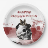 怖い血スカルハッピーハローウィンパーティー ペーパープレート (正面)