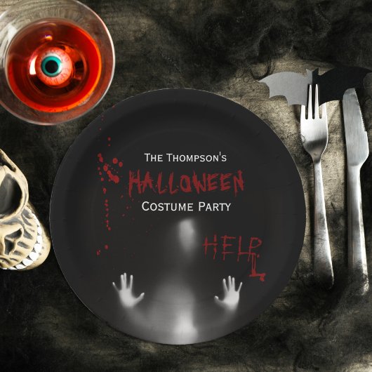 怖い血ハロウィーンの衣装パーティーブラック ペーパープレート