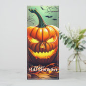 怖い見たオレンジ色のカボチャと顔、ハロウィーン (スタンド正面)
