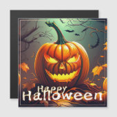 怖い見たオレンジ色のカボチャと顔、ハロウィーン (正面/裏面)