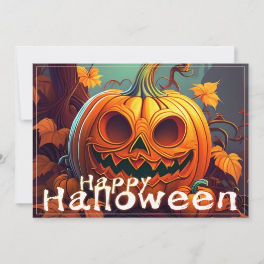 怖い見たオレンジ色のカボチャと顔、ハロウィーン (正面)