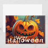 怖い見たオレンジ色のカボチャと顔、ハロウィーン (正面/裏面)