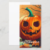 怖い見たオレンジ色のカボチャと顔、ハロウィーン (正面/裏面)