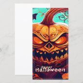 怖い見たオレンジ色のカボチャと顔、ハロウィーン (正面/裏面)