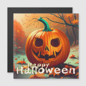 怖い見たオレンジ色のカボチャと顔、ハロウィーン (正面/裏面)