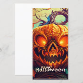 怖い見たオレンジ色のカボチャと顔、ハロウィーン (正面/裏面)