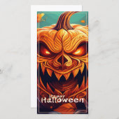 怖い見たオレンジ色のカボチャと顔、ハロウィーン (正面/裏面)