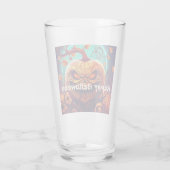 怖い見たオレンジ色のカボチャと顔、ハロウィーン タンブラーグラス (裏面)