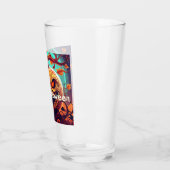 怖い見たオレンジ色のカボチャと顔、ハロウィーン タンブラーグラス (左)