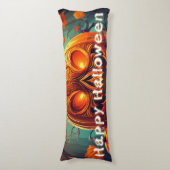 怖い見たオレンジ色のカボチャと顔、ハロウィーン ボディピロー (正面縦)