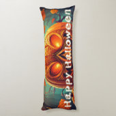 怖い見たオレンジ色のカボチャと顔、ハロウィーン ボディピロー (裏面 (縦))