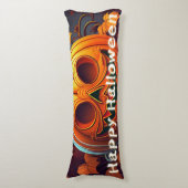 怖い見たオレンジ色のカボチャと顔、ハロウィーン ボディピロー (正面縦)