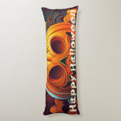 怖い見たオレンジ色のカボチャと顔、ハロウィーン ボディピロー (裏面 (縦))