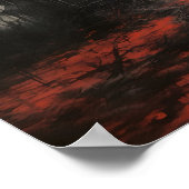 怖い赤いアクリル幽霊のよく出るハウスハロウィーンプリント ポスター (角)