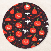 怖い赤いハロウィーンコースターと不気味デザイン! ラウンドペーパーコースター (正面)