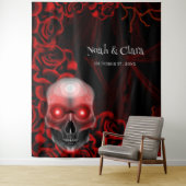 怖い赤いフローラ濃いムーディゴシックゴシックスカルハロウィン タペストリー (インサイチュ)