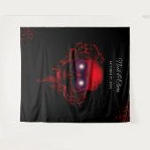 怖い赤いフローラ濃いムーディゴシックゴシックスカルハロウィン タペストリー (正面(横))