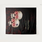 怖い赤いフローラ濃いムーディゴシックゴシックスカルハロウィン タペストリー (正面(横))