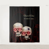 怖い赤いフローラ濃いムーディゴシックゴシックスカルハロウィン タペストリー (正面)