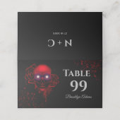 怖い赤いフローラ濃いムーディゴシックゴシックスカルハロウィン プレイスカード (外部開封)