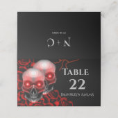 怖い赤いフローラ濃いムーディゴシックゴシックスカルハロウィン プレイスカード (外部開封)