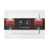 怖い赤いフローラ濃いムーディゴシックゴシックスカルハロウィン 招待状ベリーバンド (正面例)