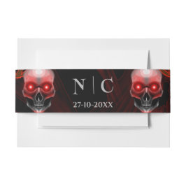 怖い赤いフローラ濃いムーディゴシックゴシックスカルハロウィン 招待状ベリーバンド