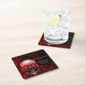 怖い赤いフローラ濃いムーディゴシックゴシックスカルハロウィーン スクエアペーパーコースター (インサイチュ)