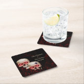 怖い赤いフローラ濃いムーディゴシックゴシックスカルハロウィーン スクエアペーパーコースター (インサイチュ)