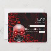 怖い赤いフローラ濃いムーディゴシックゴシックスカルハロウィーン 出欠カード (正面)