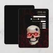 怖い赤いフローラ濃いムーディゴシックゴシックスカルハロウィーン 出欠カード (正面/裏面)