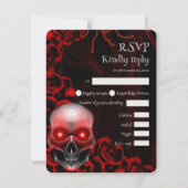 怖い赤いフローラ濃いムーディゴシックゴシックスカルハロウィーン 出欠カード (正面)
