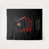 怖い赤いムーディッドゴシックスカルハロウィーン タペストリー (正面(横))