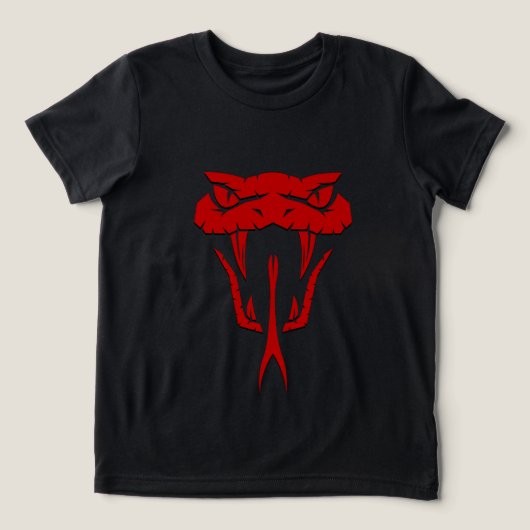 怖い赤い蛇 - 凶暴な蛇の顔の少年服 トライブレンドＴシャツ (デザイン正面)