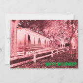 怖い赤と黒のキャビンウッズハローウィンパーティ 招待状 (正面)