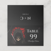 怖い赤の暗いムーディースゴシックゴシックスカルハロウィーン プレイスカード (外部開封)