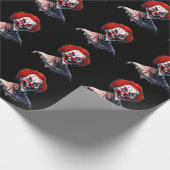 怖い赤毛の笑顔ピエロ ラッピングペーパー (角)