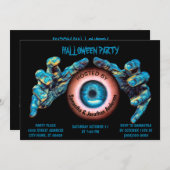 怖い邪悪な青い魔女ハンズオレンジアイブラック 招待状 (正面/裏面)