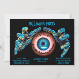 怖い邪悪な青い魔女ハンズオレンジアイブラック 招待状