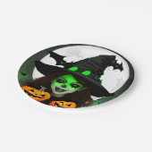 怖い邪悪な魔女ハローウィンパーティ ペーパープレート (アングル)