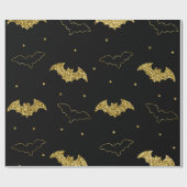 怖い金ゴールドブラックこうもり天空ハロウィーンギフト ラッピングペーパー (フラット)