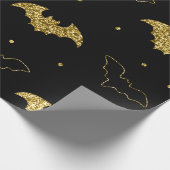 怖い金ゴールドブラックこうもり天空ハロウィーンギフト ラッピングペーパー (角)