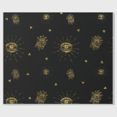 怖い金ゴールド黒目の天的トリックまたは治療 ラッピングペーパー (フラット)