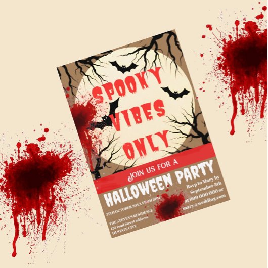 怖い雰囲気だけ ハロウィーンバットとブラッドスプラッター 招待状