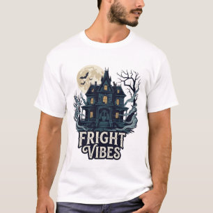 怖い雰囲気 ハロウィン お化け屋敷 満月 コウモリ Tシャツ
