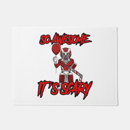 怖い面白いハロウィーンピエロホッケーゴアリー ドアマット (正面)