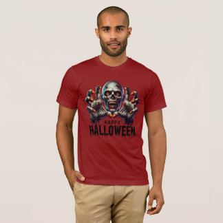 怖い顔と手のハロウィーン ホラー デザイン Tシャツ
