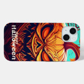 怖い顔のオレンジカボチャ、ハロウィン Case-Mate iPhoneケース (裏面 (横))